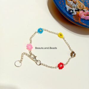 colorful beaded flower bracelet