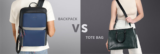 Side-by-side comparison of tote vs backpack for commuting