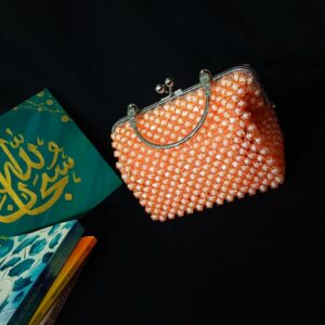 handmade coral beaded bag